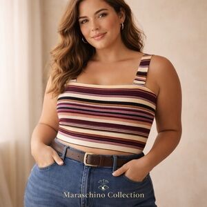 Lane Bryant Striped Ribbed Crop Tank | 22/24